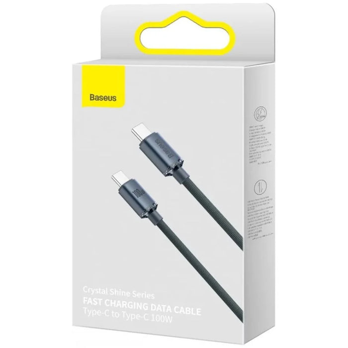 Cabo de Dados de Carregamento Rápido da Série Crystal Shine CW-Fxp Tipo-C para Tipo-C 100W 1.2M