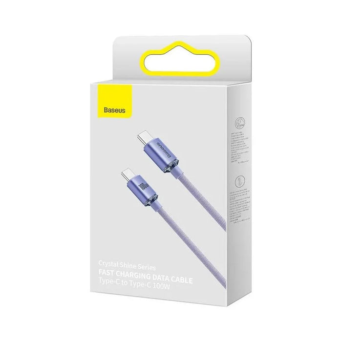 Cabo de Dados de Carregamento Rápido da Série Crystal Shine CW-Fxp Tipo-C para Tipo-C 100W 1.2M