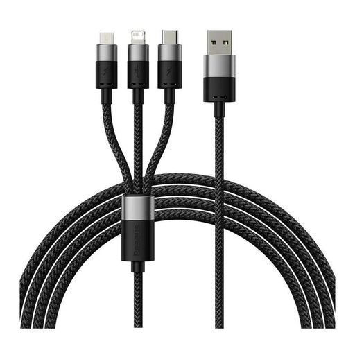 Cabo 3 em 1 USB StarSpeed Series, USB-C + Micro + Lightning 3,5A, 1,2m Preto