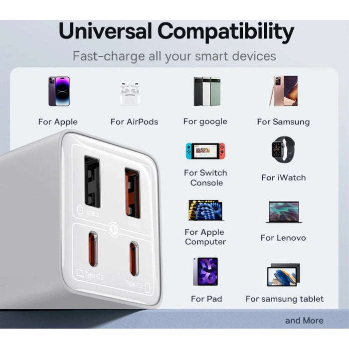 Carregador Gan6 Pro Dual Usb-A/Usb-C 65W Fast Charger Branco + Cabo Usb-C 100W 1M