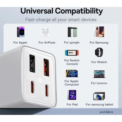 Carregador Gan6 Pro Dual Usb-A/Usb-C 65W Fast Charger Branco + Cabo Usb-C 100W 1M
