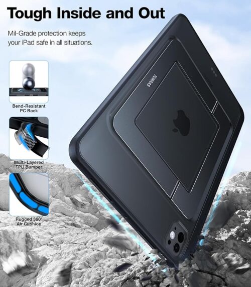 Capa Torras Ostand Duo preta para iPad Pro 11 2021/2022 e iPad Air 4/5/Air 11 (2024)