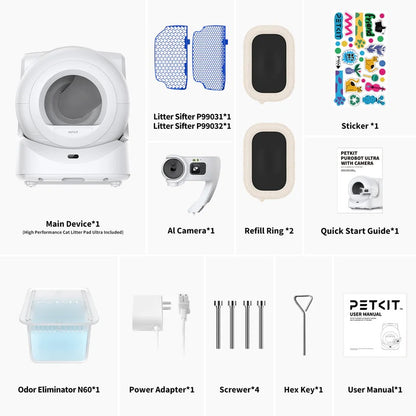 Caixa de Areia Purobot Ultra With Camera Smart Cat Litter Box