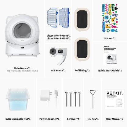Caixa de Areia Purobot Ultra With Camera Smart Cat Litter Box