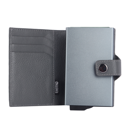 Valenta Card Wallet Leather Magsafe Luxe Grey