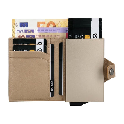 Valenta Card Case Plus Wallet Luxe Metallic Sand