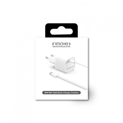 Carregador Mini Gan Quick Charger Combo Type C - Type C 30W White
