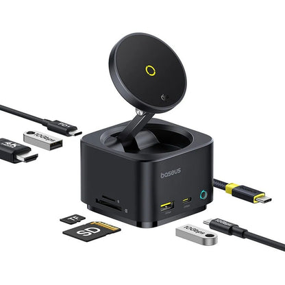 Magpro Series Ii 7-In-1 Hub Magnetic Wireless Charging 15W Cosmic Preto (Usb-C To 1 * Hdmi 4K@60Hz