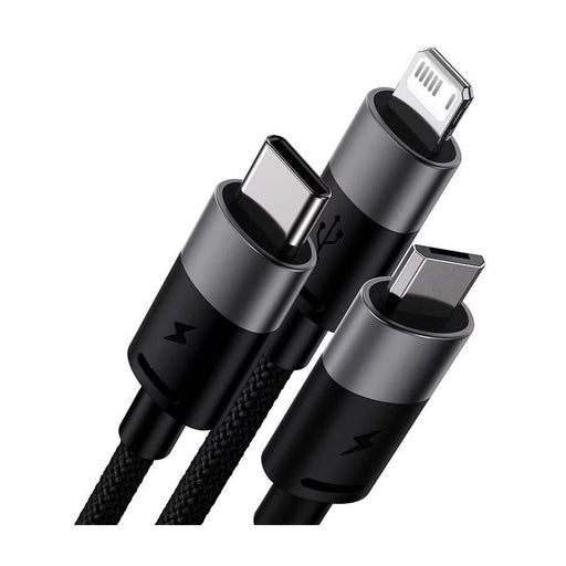 Cabo 3 em 1 USB StarSpeed Series, USB-C + Micro + Lightning 3,5A, 1,2m Preto